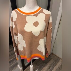 New With Tags…Boutique…Big Flower Pattern Sweater…Size Medium